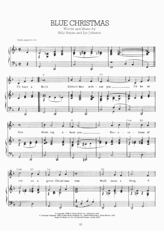 Elvis Presley Blue Christmas score for Piano