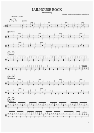 Elvis Presley Jailhouse Rock score for Drums