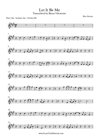 Elvis Presley  score for Tenor Saxophone Soprano (Bb)