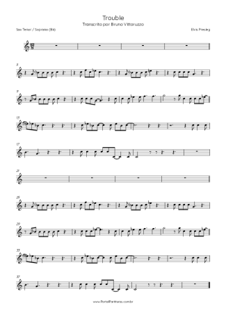 Elvis Presley Trouble score for Tenor Saxophone Soprano (Bb)