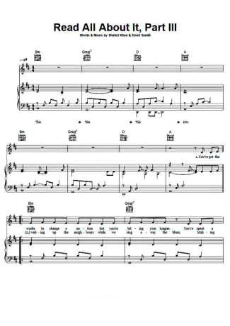 Emeli Sandé Read All About It, Part III score for Piano