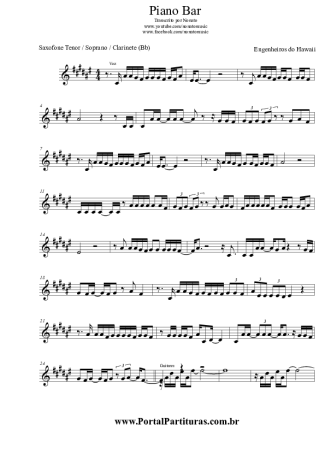 Engenheiros do Hawaii Piano Bar score for Clarinet (Bb)