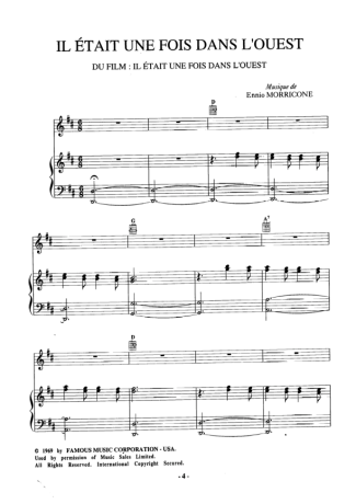 Ennio Morricone Il Était Une Fois Dans L Ouest score for Piano