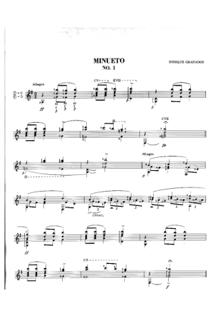 Enrique Granados Minueto Nº1 score for Acoustic Guitar