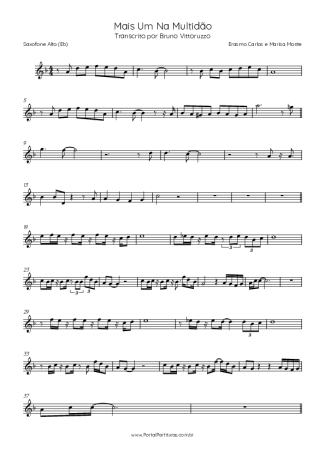 Erasmo Carlos e Marisa Monte  score for Alto Saxophone