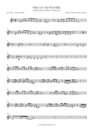 Erasmo Carlos e Marisa Monte  score for Tenor Saxophone Soprano (Bb)