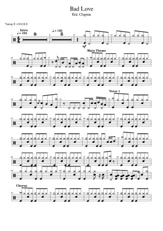 Eric Clapton  score for Drums