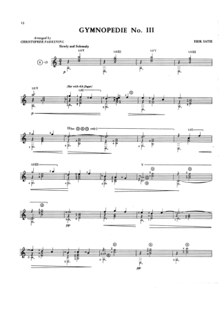 Erik Satie Gymnopedie Nº3 score for Acoustic Guitar