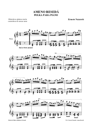 Ernesto Nazareth Ameno Resedá score for Piano