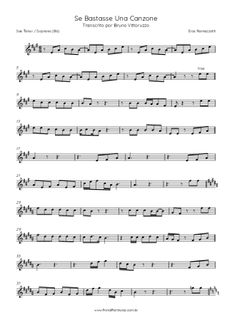 Eros Ramazzotti  score for Tenor Saxophone Soprano (Bb)
