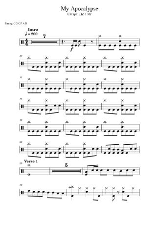 Escape The Fate My Apocalypse score for Drums