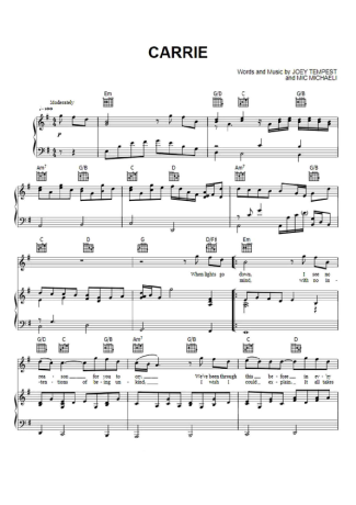Europe Carrie score for Piano