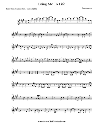 Evanescence  score for Tenor Saxophone Soprano (Bb)