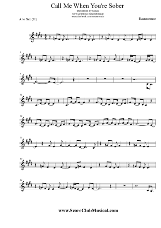 Evanescence  score for Alto Saxophone
