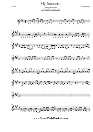 Evanescence My Immortal score for Violin