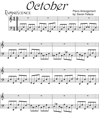 Evanescence October score for Piano