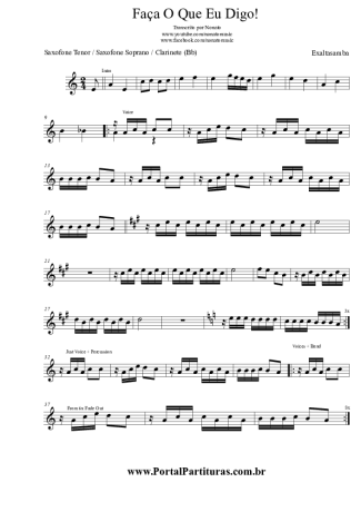 Exaltasamba Faça O Que Eu Digo score for Clarinet (Bb)