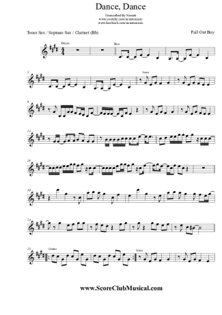 Fall Out Boy Dance, Dance score for Clarinet (Bb)