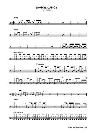Fall Out Boy Dance, Dance score for Drums