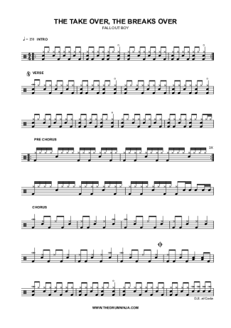 Fall Out Boy The Take Over, The Breaks Over score for Drums