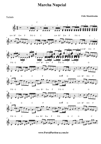 Felix Mendelssohn Marcha Nupcial score for Keyboard
