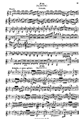 Felix Mendelssohn Song Without Words Op 102 No 4 score for Violin