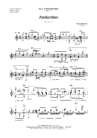 Fernando Sor Andantino Op. 2 Nr 3 score for Acoustic Guitar