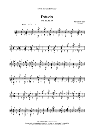 Fernando Sor Estudo Op. 31 Nr 20 score for Acoustic Guitar