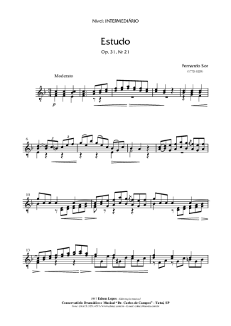 Fernando Sor Estudo Op. 31 Nr 21 score for Acoustic Guitar