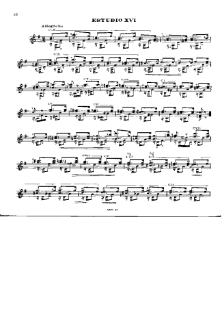 Fernando Sor Etude Op29 Nr23 (Segovia Nr16) score for Acoustic Guitar
