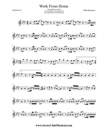 Fifth Harmony Work From Home score for Clarinet (C)