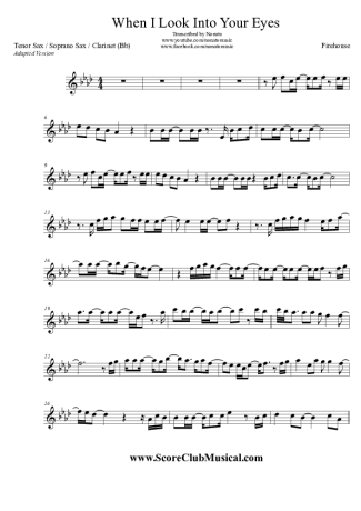 FireHouse When I Look Into Your Eyes score for Clarinet (Bb)