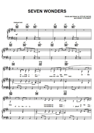Fleetwood Mac Seven Wonders score for Piano