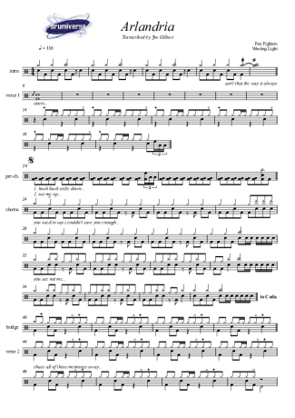 Foo Fighters Arlandria score for Drums