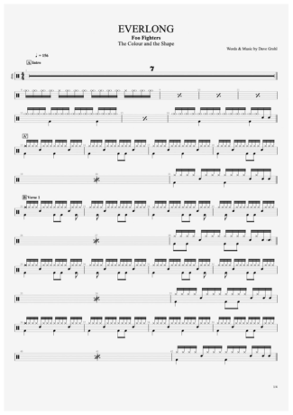 Foo Fighters Everlong score for Drums