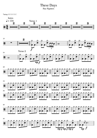 Foo Fighters  score for Drums