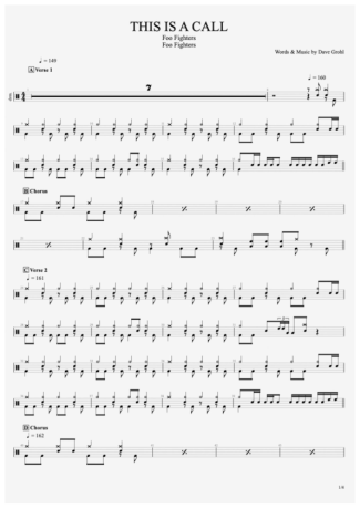 Foo Fighters This Is A Call score for Drums