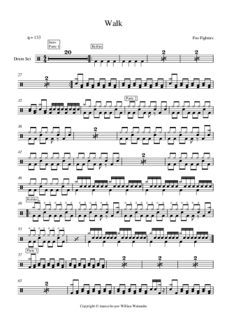 Walk - Foo Fighters (drum score) Sheet music for Drum group (Solo)