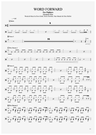 Foo Fighters Word Forward score for Drums