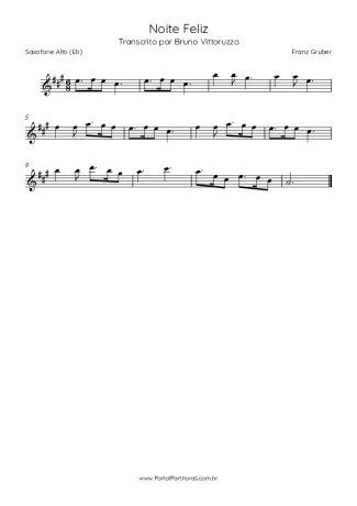 Franz Gruber Noite Feliz score for Alto Saxophone