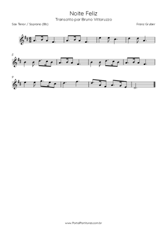 Franz Gruber Noite Feliz score for Tenor Saxophone Soprano (Bb)