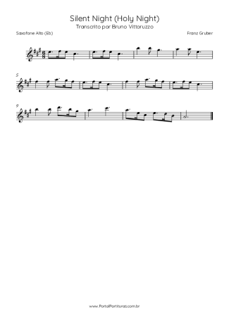 Franz Gruber Silent Night (Holy Night) score for Alto Saxophone