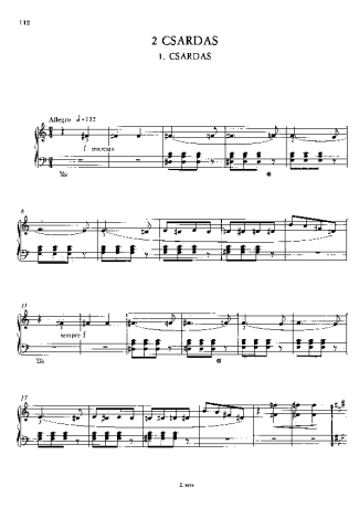 Franz Liszt 2 Csárdás S.225 score for Piano