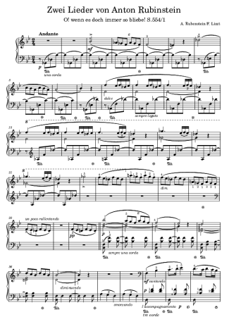 Franz Liszt 2 Lieder Von Anton Rubinstein S.554 score for Piano