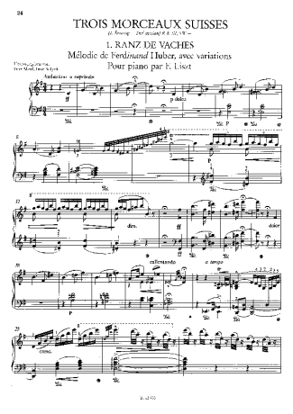 Franz Liszt 3 Morceaux Suisses S.156a score for Piano