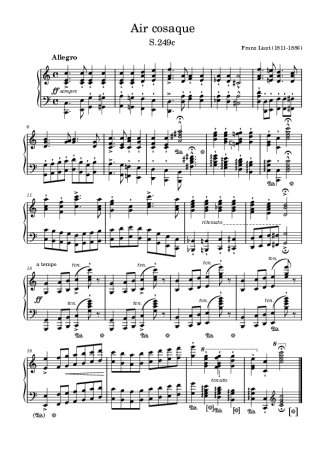 Franz Liszt Air Cosaque S.249c score for Piano