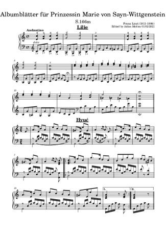 Franz Liszt  score for Piano