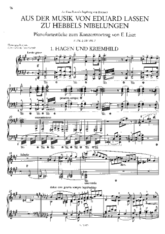 Franz Liszt Aus Der Musik Von Eduard Lassen S.496 1 score for Piano