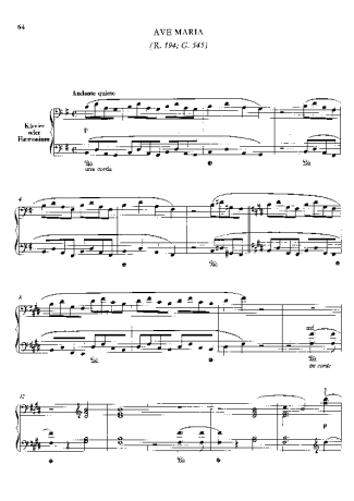 Franz Liszt Ave Maria R 194 G 545 score for Piano