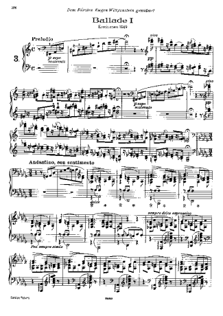 Franz Liszt Ballade No.1 S.170 score for Piano